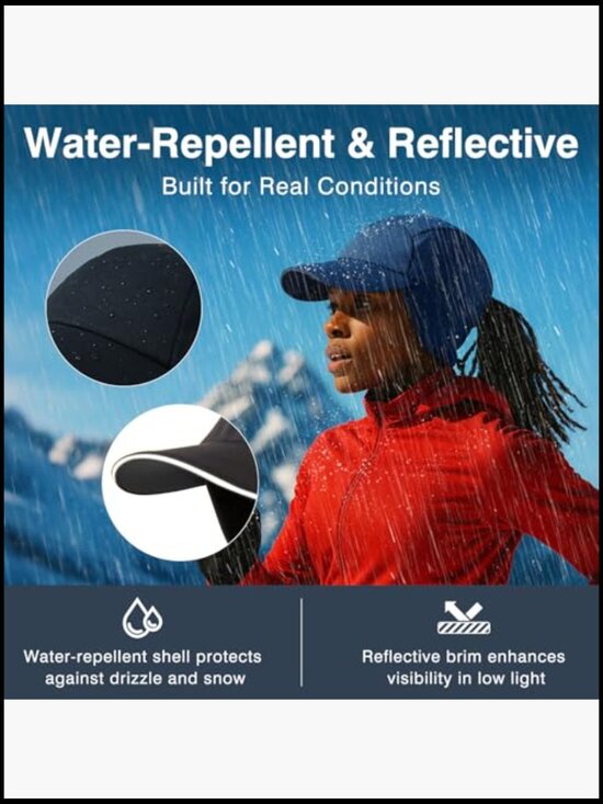 Water-Repellent Fleece Baseball Cap with Ponytail Hole and Ear Flaps main image 4